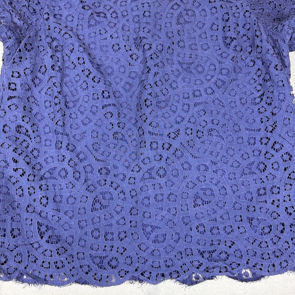 J.Crew Navy Blue Lace Overlay Top Sz 8 - Picture 3 of 9